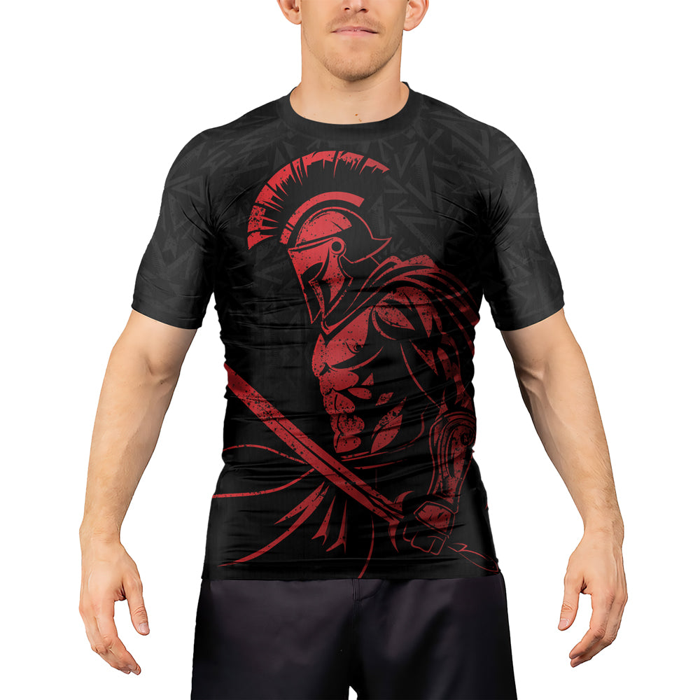 Rashninja Spartan Red Shield Men's Short Sleeve Rash Guard
