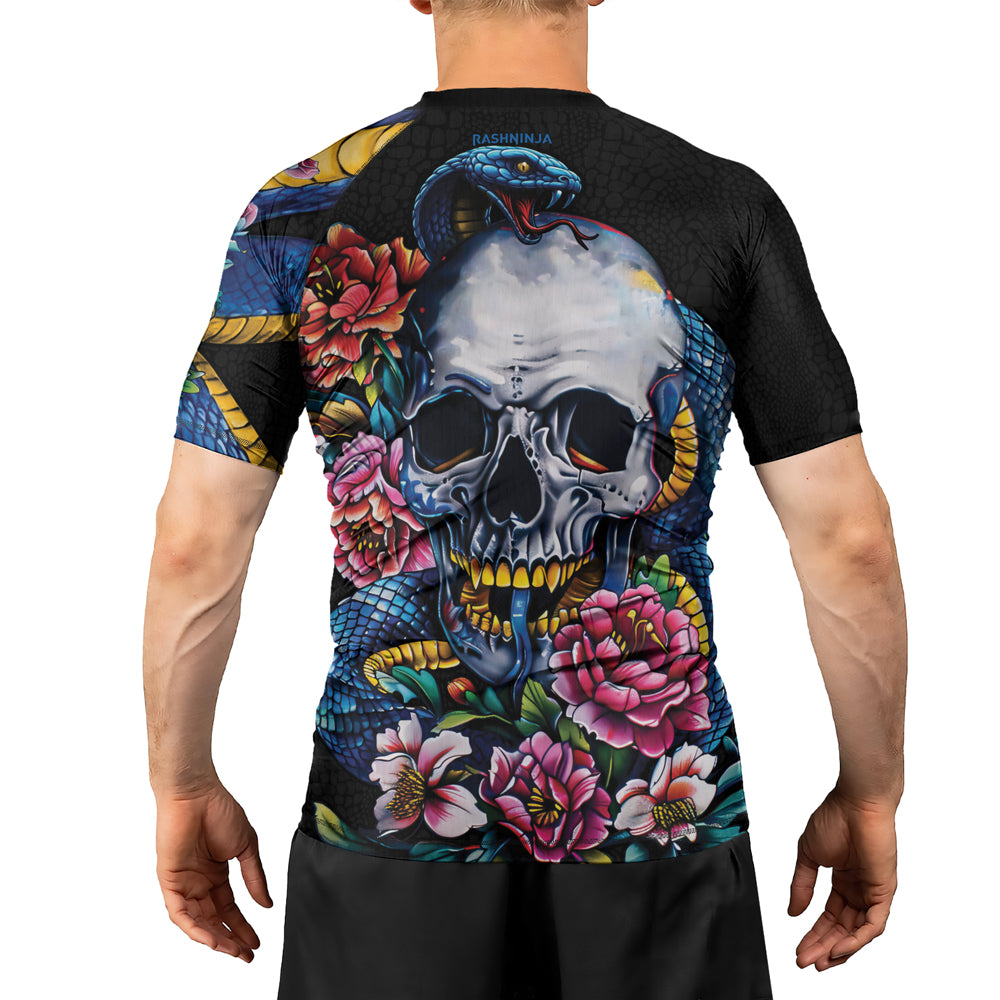 Rashninja Snake Dark Bloom Men's Short Sleeve Rash Guard