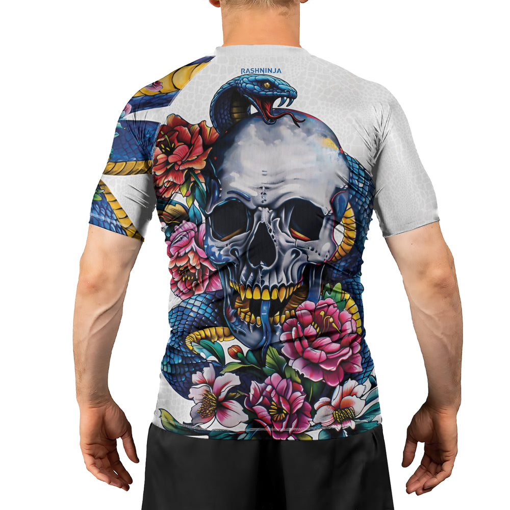 Rashninja Snake Skull Embrace Men's Short Sleeve Rash Guard
