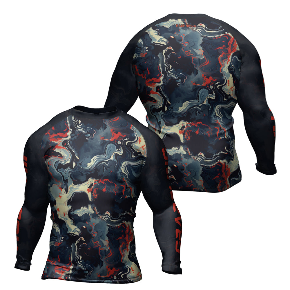 Rashninja Cyber Storm Fire Men's Long Sleeve Rash Guard