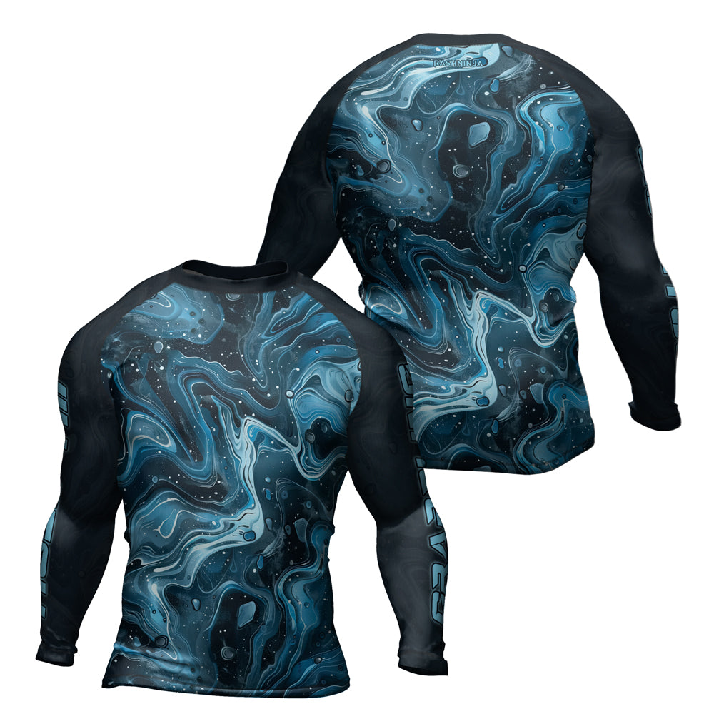 Rashninja Cyber Storm Turquoise Men's Long Sleeve Rash Guard
