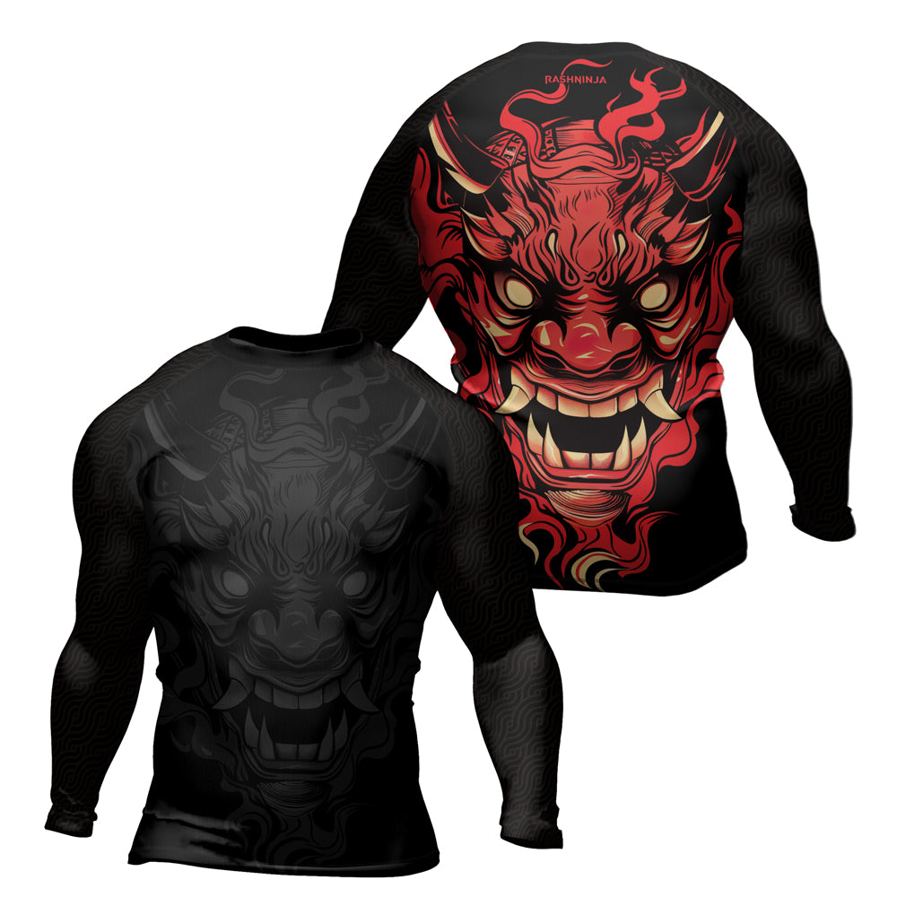 Rashninja Samurai Oni Flames Men's Long Sleeve Rash Guard