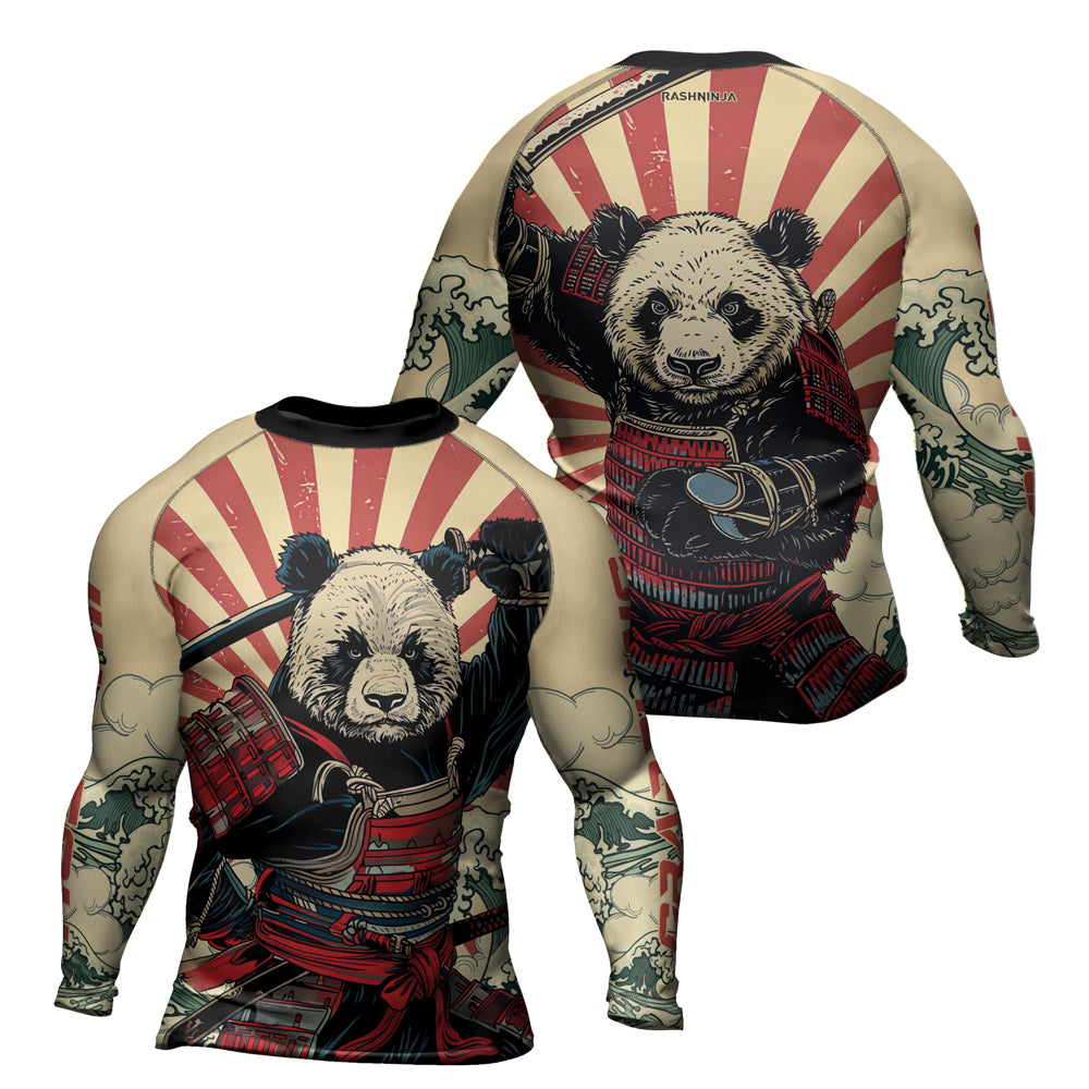 Rashninja Panda Samurai Circle Men's Long Sleeve Rash Guard