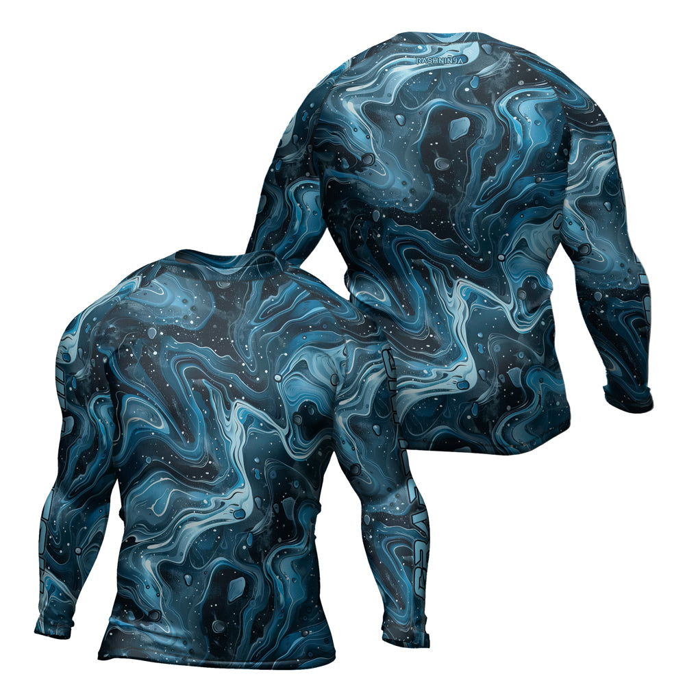 Rashninja Cyber Storm Turquoise Men's Long Sleeve Rash Guard