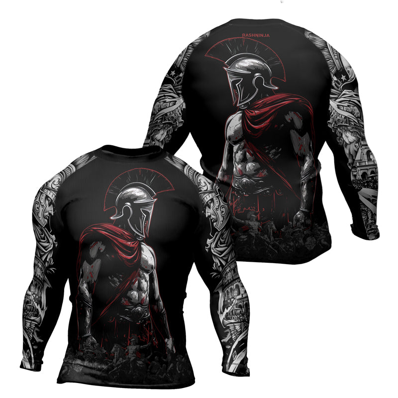 Rashninja Spartan Warrior Crest Men's Long Sleeve Rash Guard