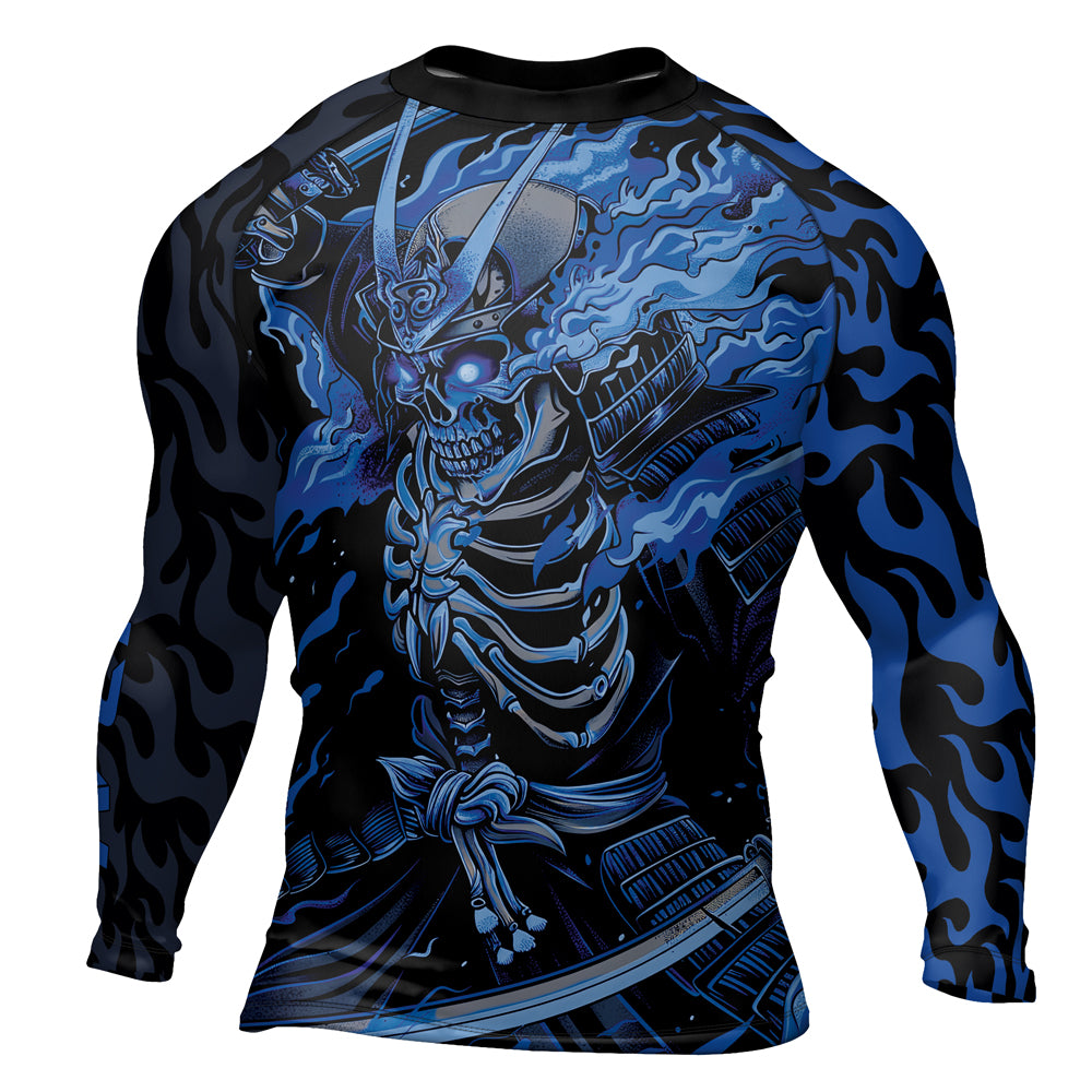 Rashninja Samurai Skull Flame Men's Long Sleeve Rash Guard