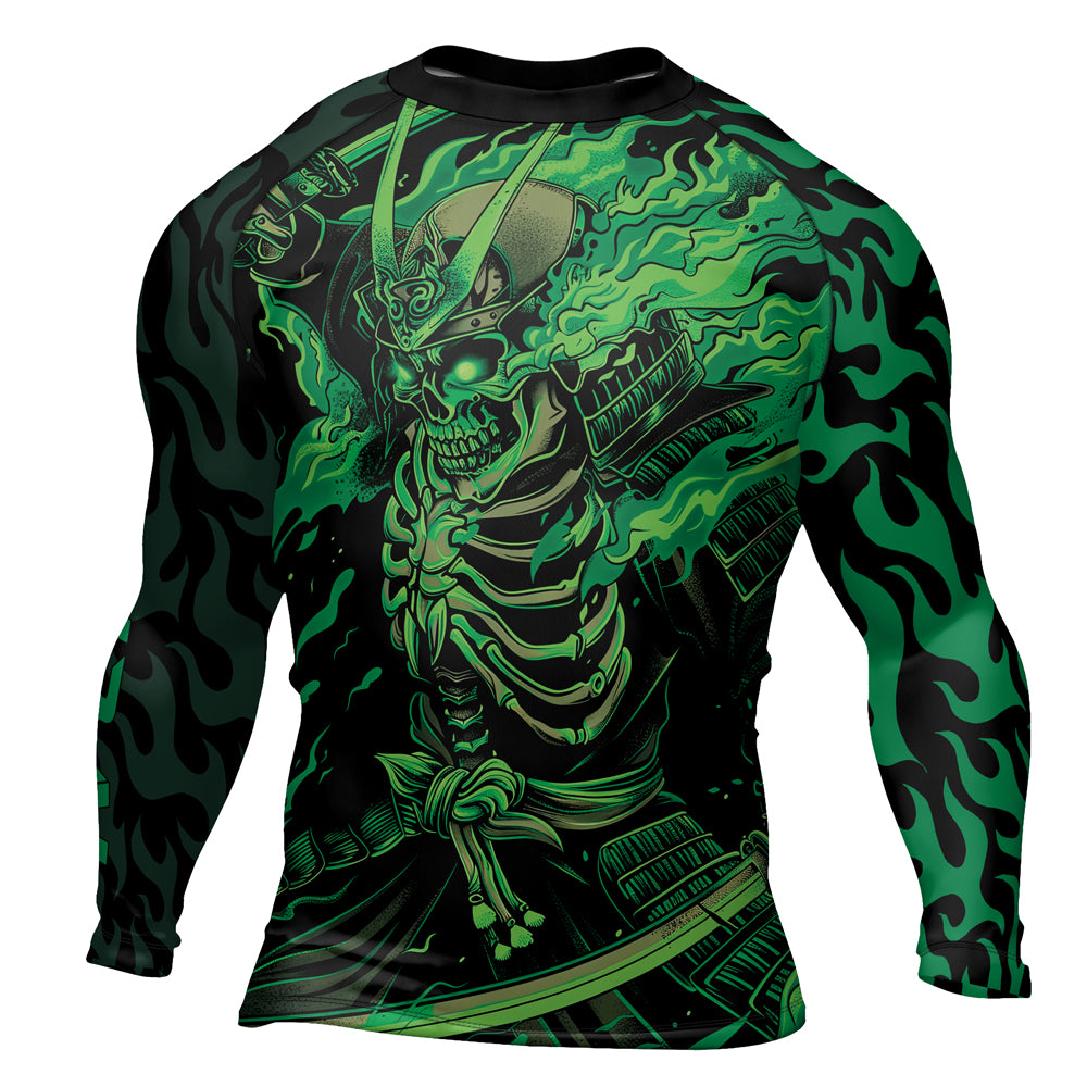 Rashninja Samurai Skull Flame Men's Long Sleeve Rash Guard