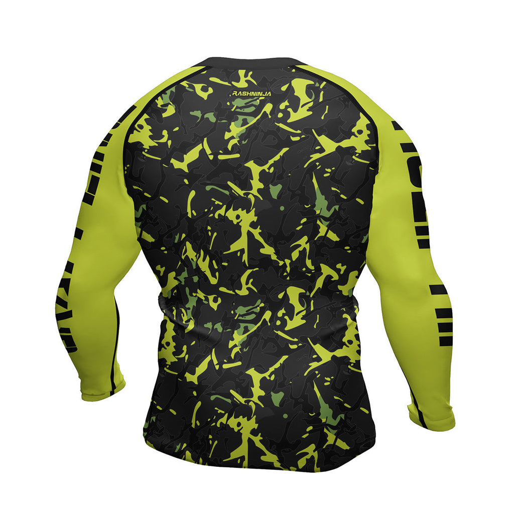 Rashninja Neon Green Camouflage Men's Long Sleeve Rash Guard