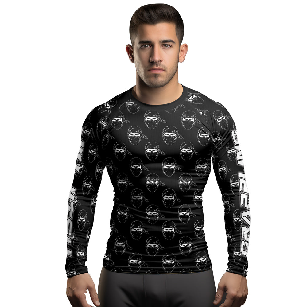 Rashninja Ninja Stealth Pattern Black Men's Long Sleeve Rash Guard