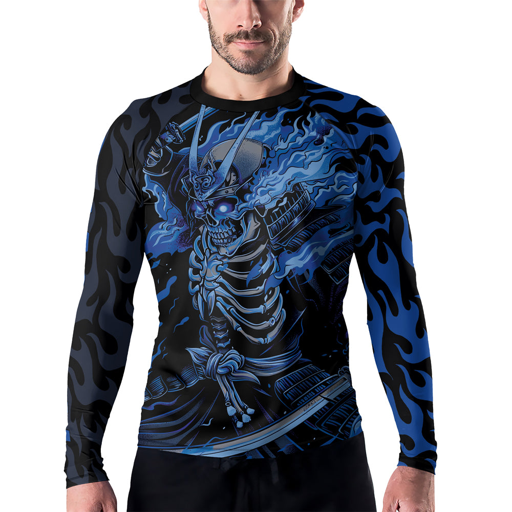 Rashninja Samurai Skull Flame Men's Long Sleeve Rash Guard