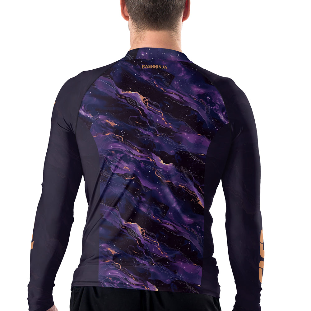 Rashninja Cyber Storm Marble Purple Men's Long Sleeve Rash Guard