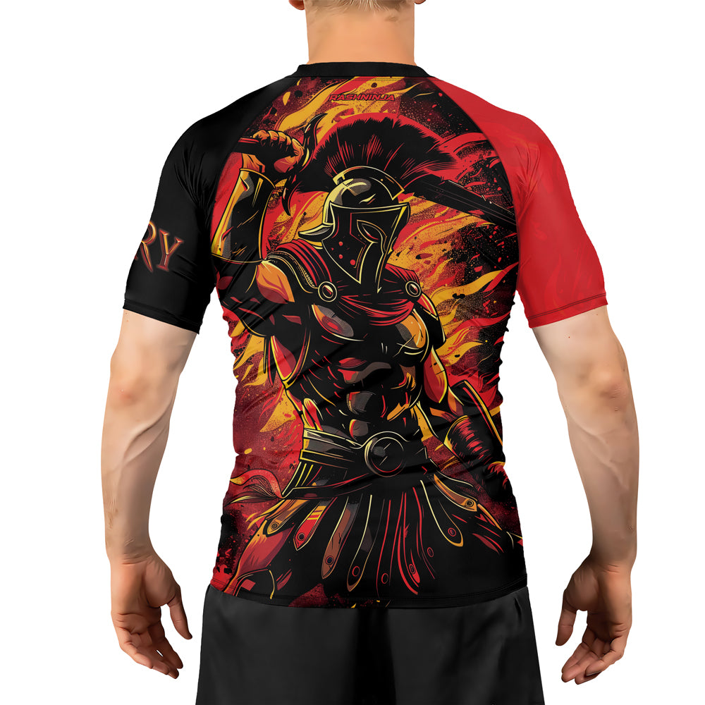Rashninja Spartan Glory Flame Men's Short Sleeve Rash Guard