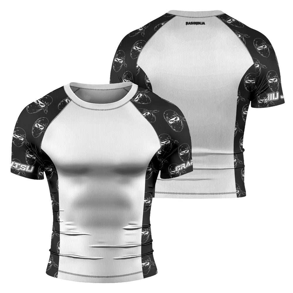 Rashninja Ninja Stealth Pattern White Men's Short Sleeve Rash Guard