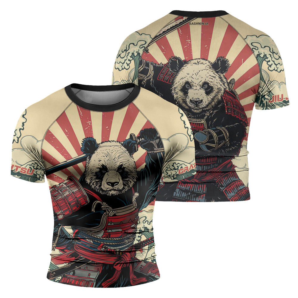 Rashninja Panda Samurai Circle Men's Short Sleeve Rash Guard