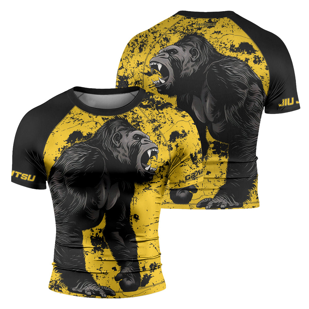 Rashninja Gorilla Golden Ruler Men's Short Sleeve Rash Guard