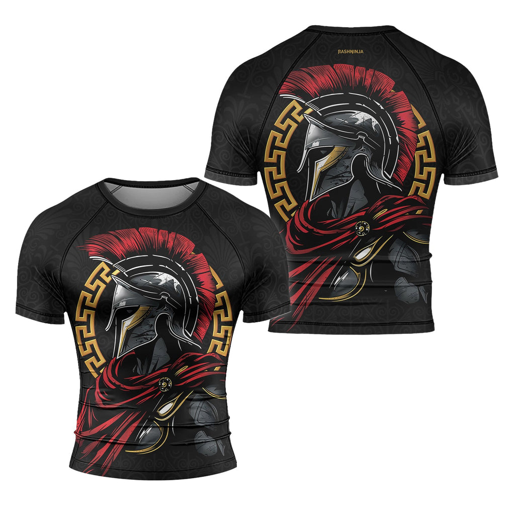 Rashninja Spartan Spear Pattern Men's Short Sleeve Rash Guard
