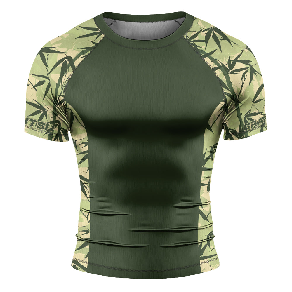 Rashninja Camouflage Bamboo Leaf Blend Men's Short Sleeve Rash Guard