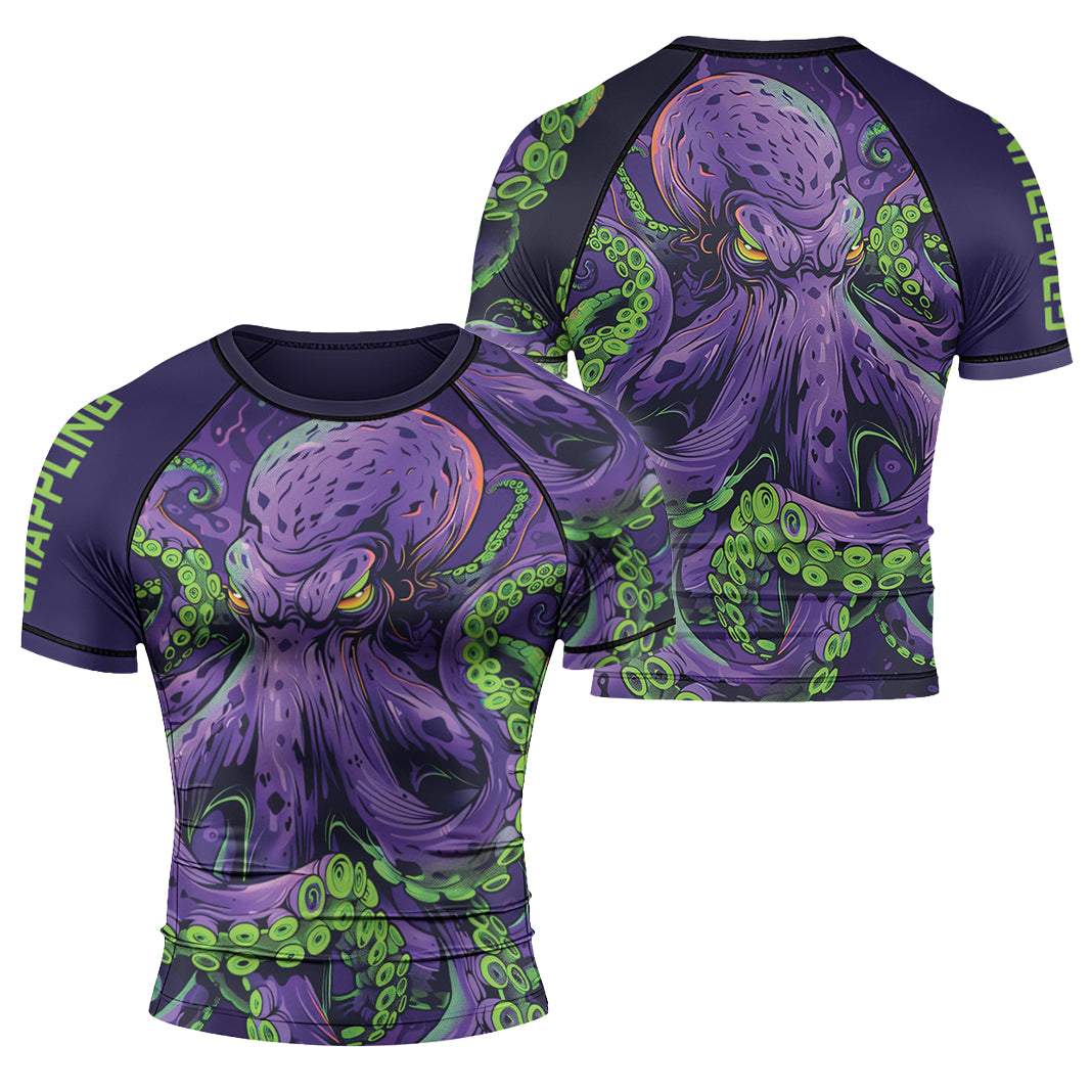 Rashninja Octopus Neon Multi Men's Short Sleeve Rash Guard