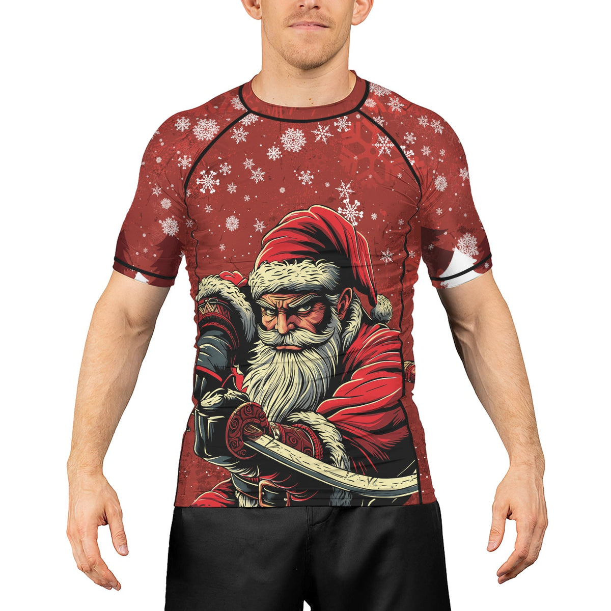 Rashninja Christmas Badass Santa Men's Short Sleeve Rash Guard