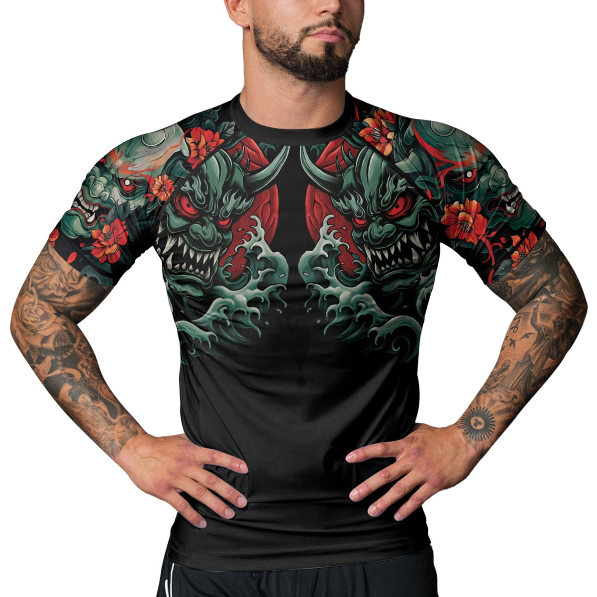 Rashninja Samurai Oni Wrath Men's Short Sleeve Rash Guard