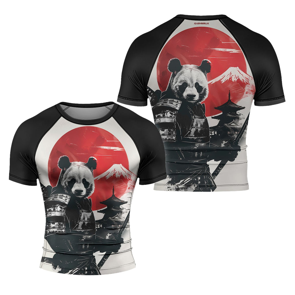 Rashninja Panda Samurai Sunset Men's Short Sleeve Rash Guard