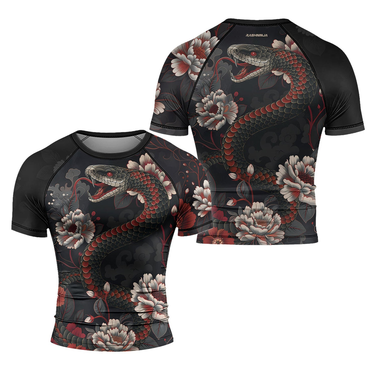 Rashninja Snake Blossom Strike Men's Short Sleeve Rash Guard