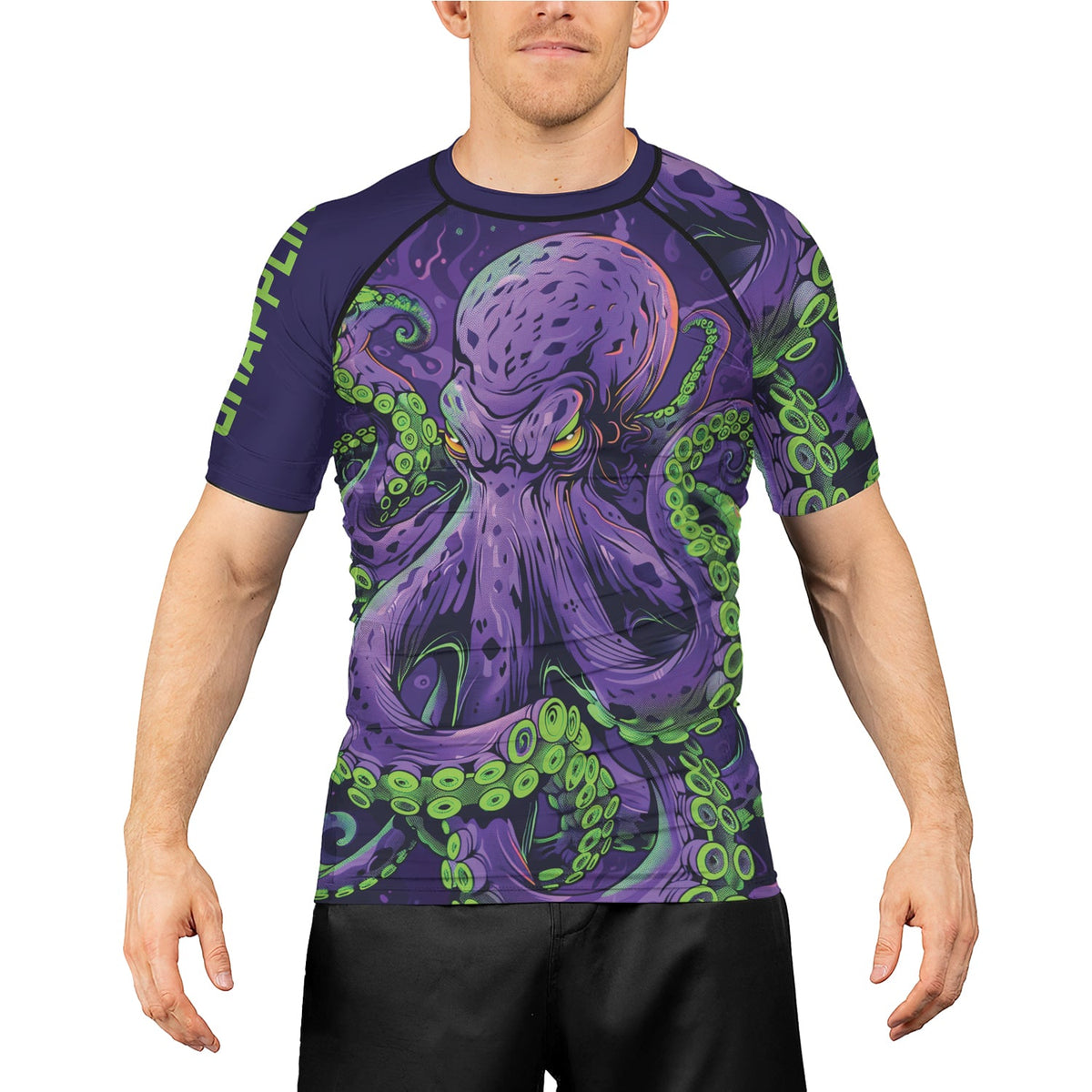Rashninja Octopus Neon Multi Men's Short Sleeve Rash Guard