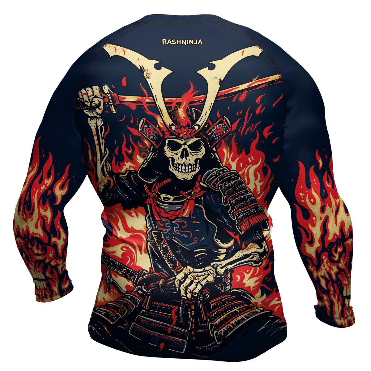 Rashninja Samurai Skull Inferno Men's Long Sleeve Rash Guard