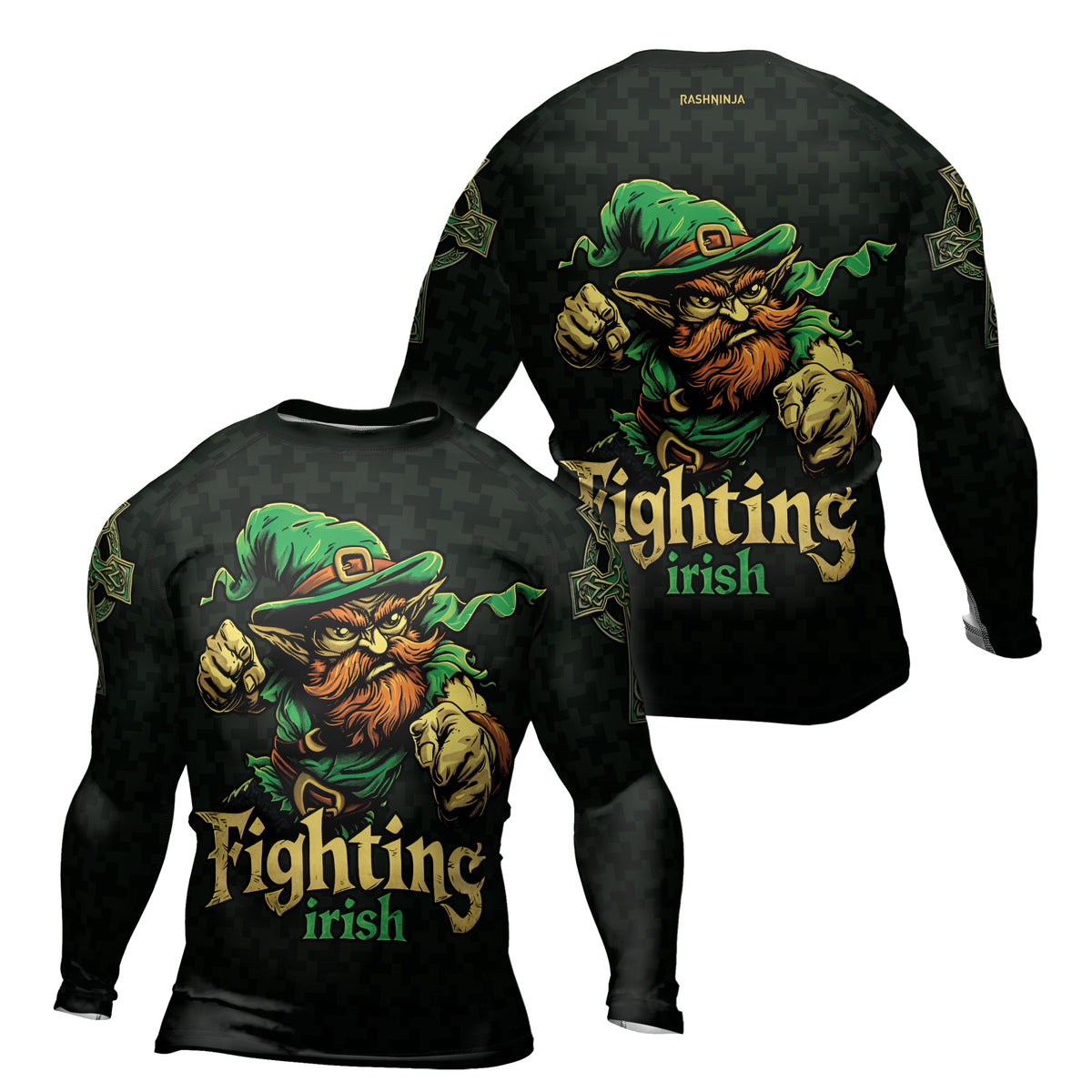 Rashninja Fighting Irish Leprechaun Men's Long Sleeve Rash Guard
