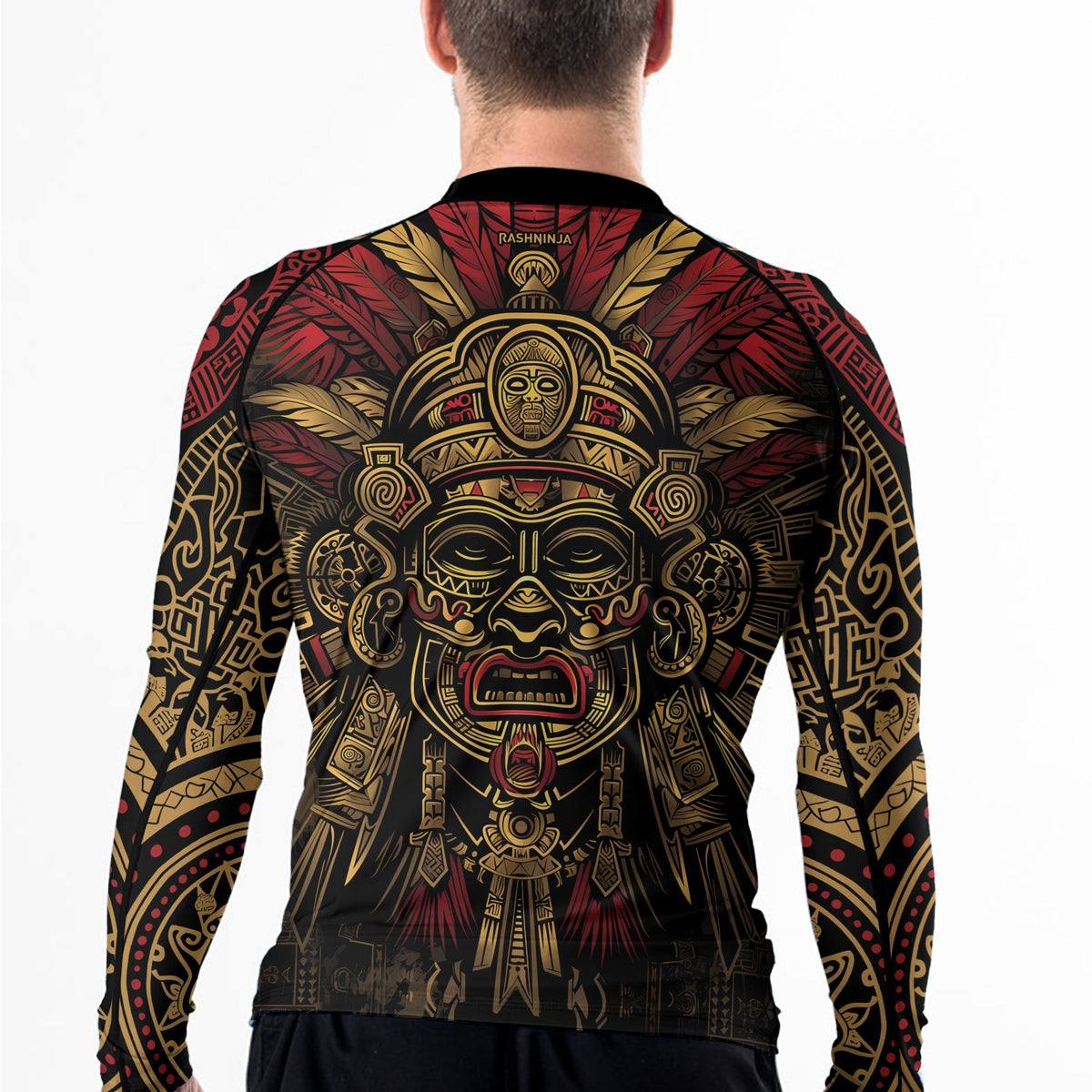 Rashninja Aztec Pyramid Ritual Men's Long Sleeve Rash Guard
