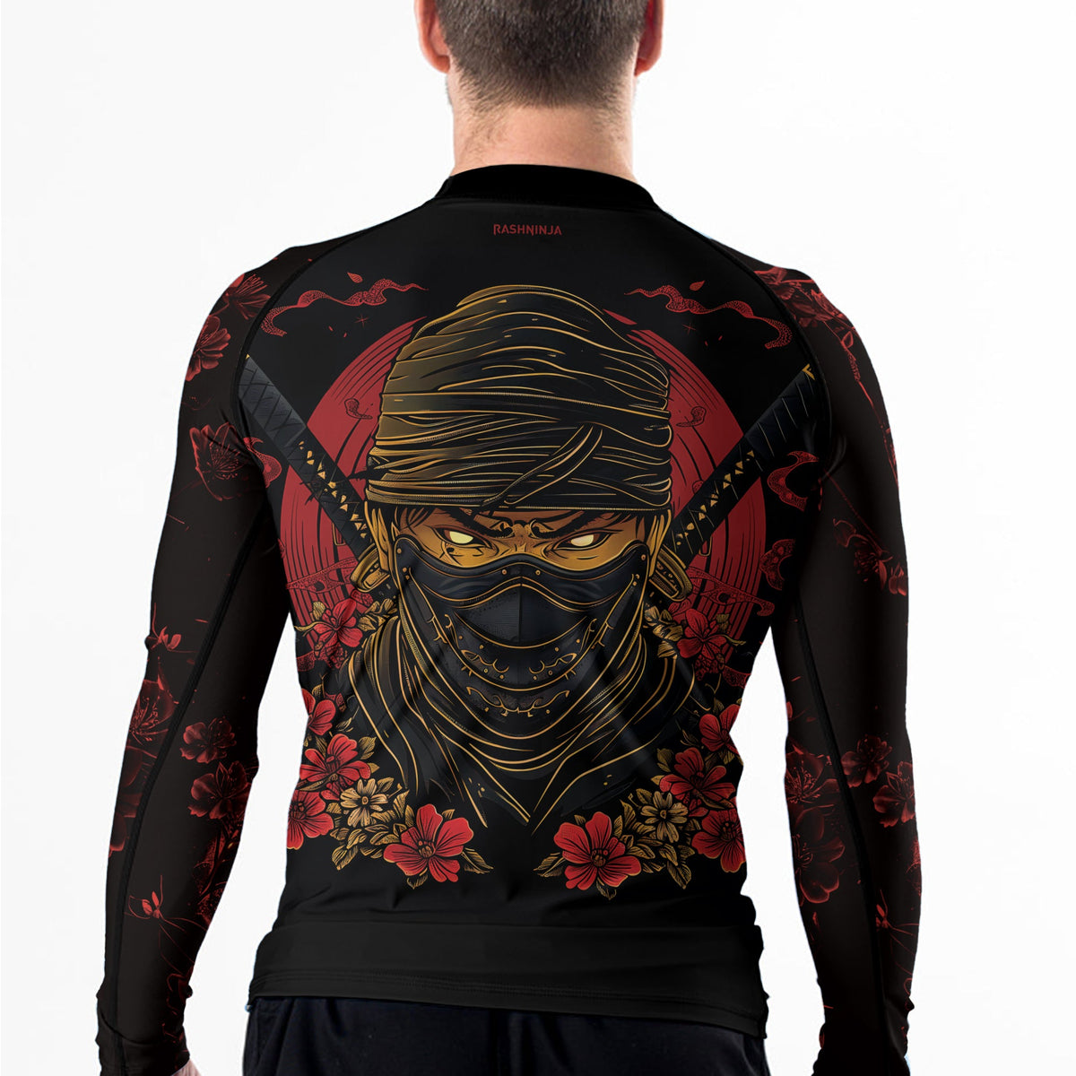 Rashninja Ninja Crimson Blossom Men's Long Sleeve Rash Guard