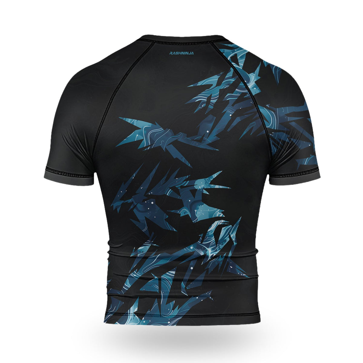 Rashninja Cyber Storm Blue Men's Short Sleeve Rash Guard