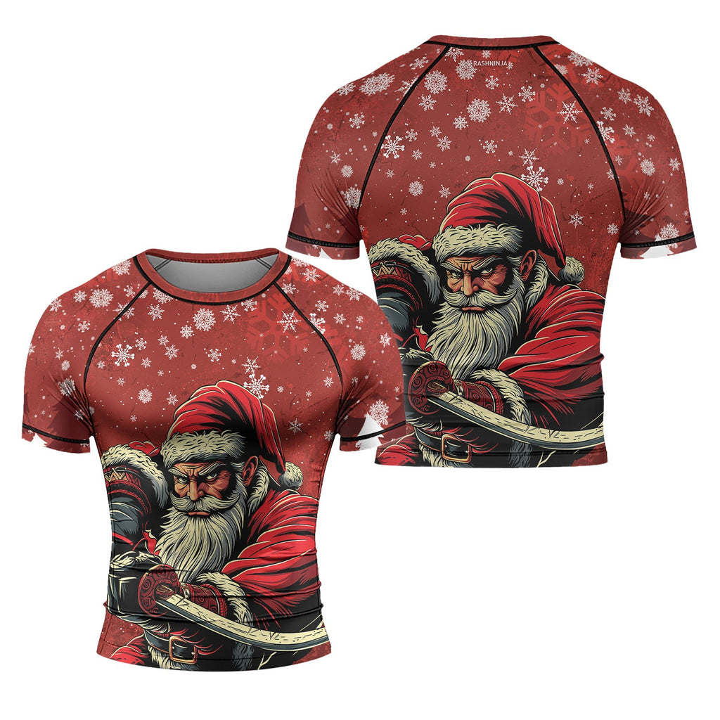 Rashninja Christmas Badass Santa Men's Short Sleeve Rash Guard