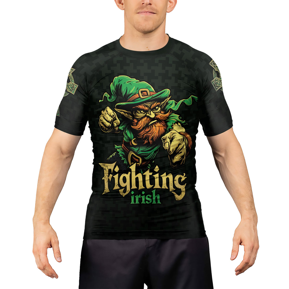 Rashninja Fighting Irish Leprechaun Men's Short Sleeve Rash Guard