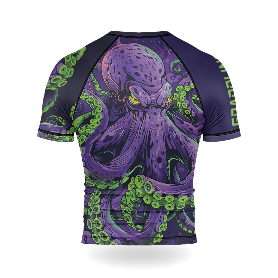 Rashninja Octopus Neon Multi Men's Short Sleeve Rash Guard
