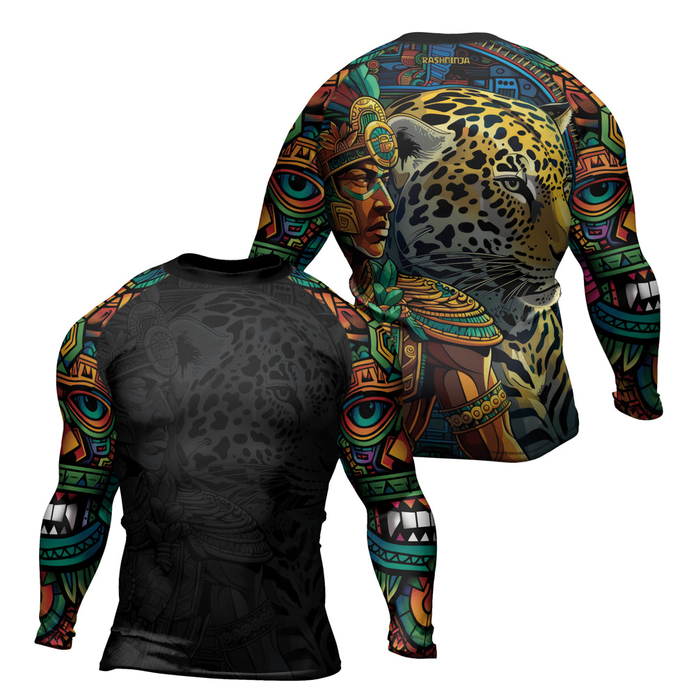 Rashninja Aztec Jaguar Spirit Men's Long Sleeve Rash Guard