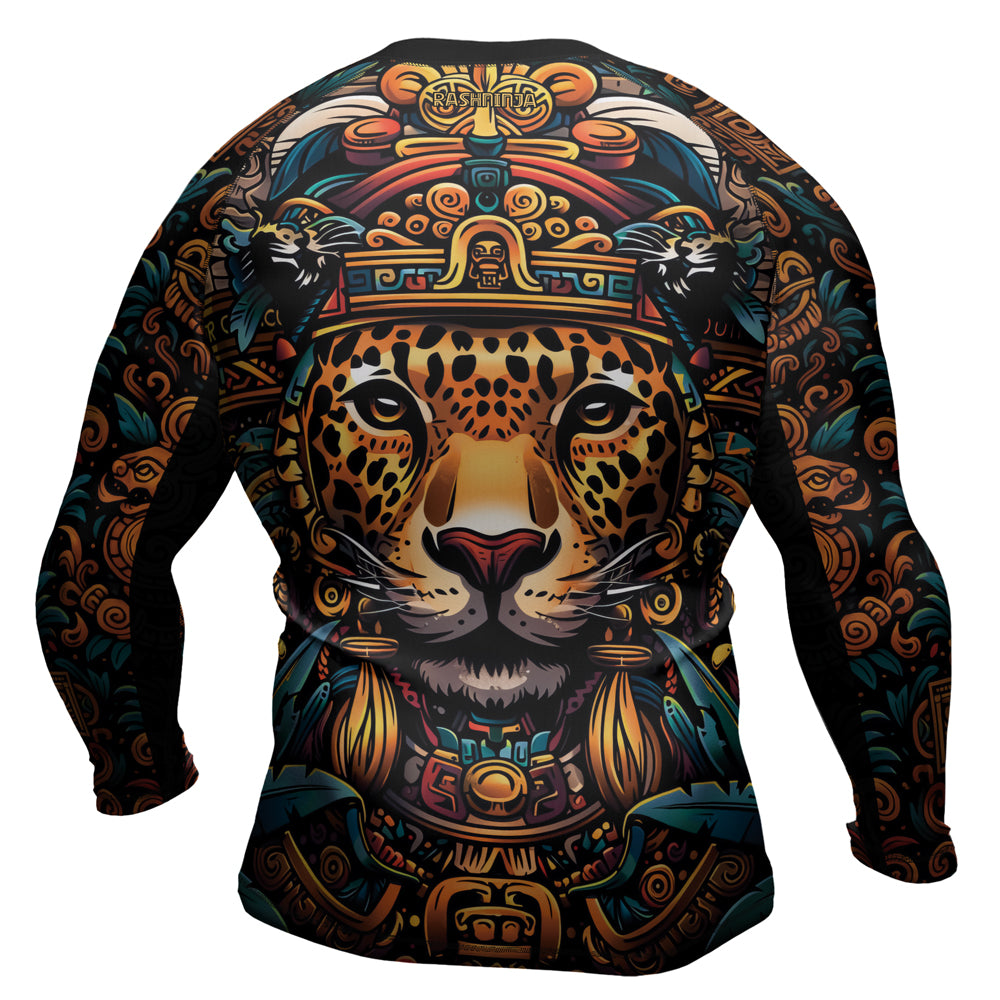 Rashninja Aztec Crimson Wave Men's Long Sleeve Rash Guard