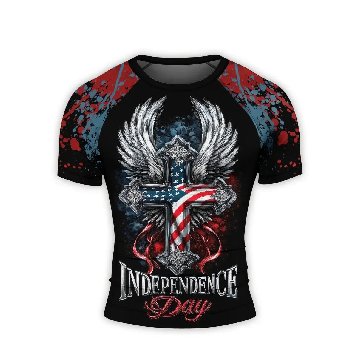 American Independence Cross Men's Short Sleeve Rash Guard
