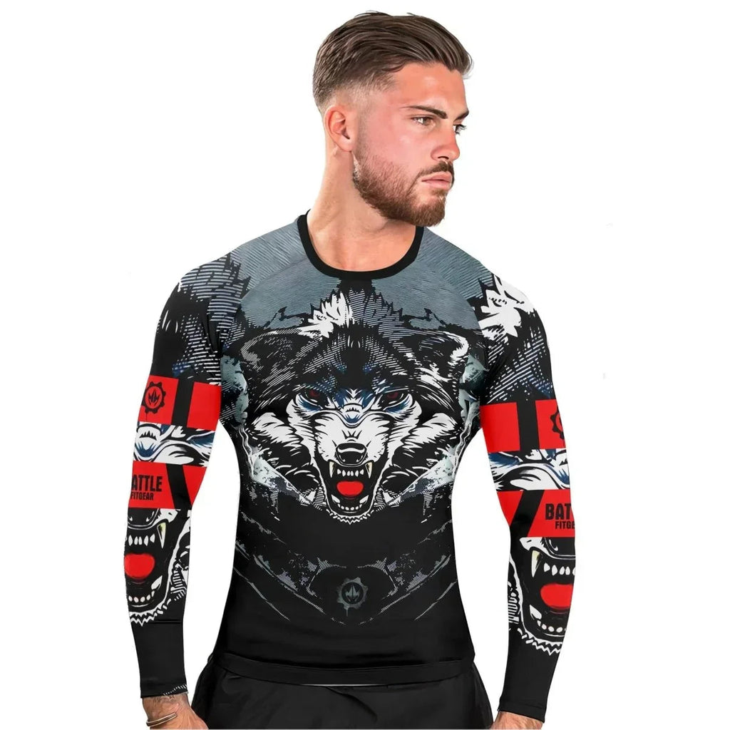 Angry Wolf Men's Long Sleeve Rash Guard
