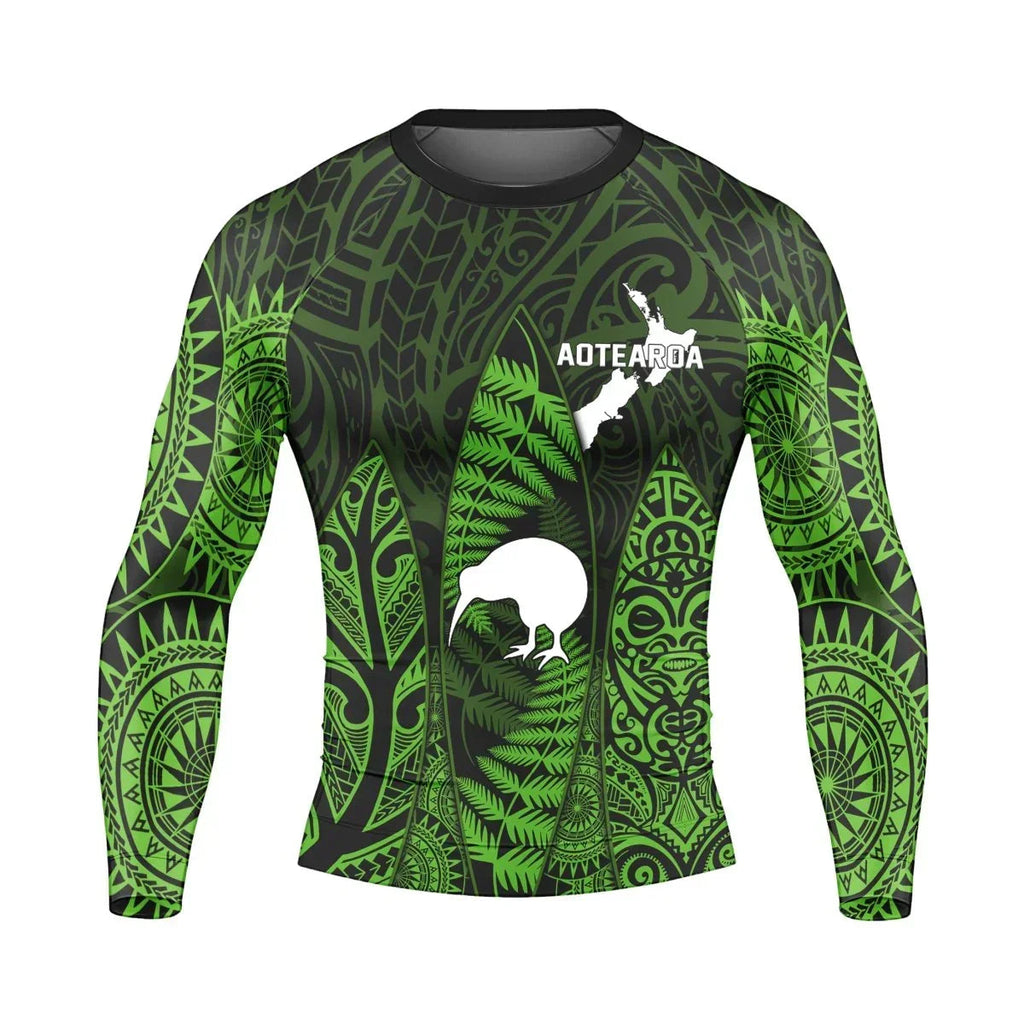 Aotearoa Kiwi Bird Men's Long Sleeve Rash Guard