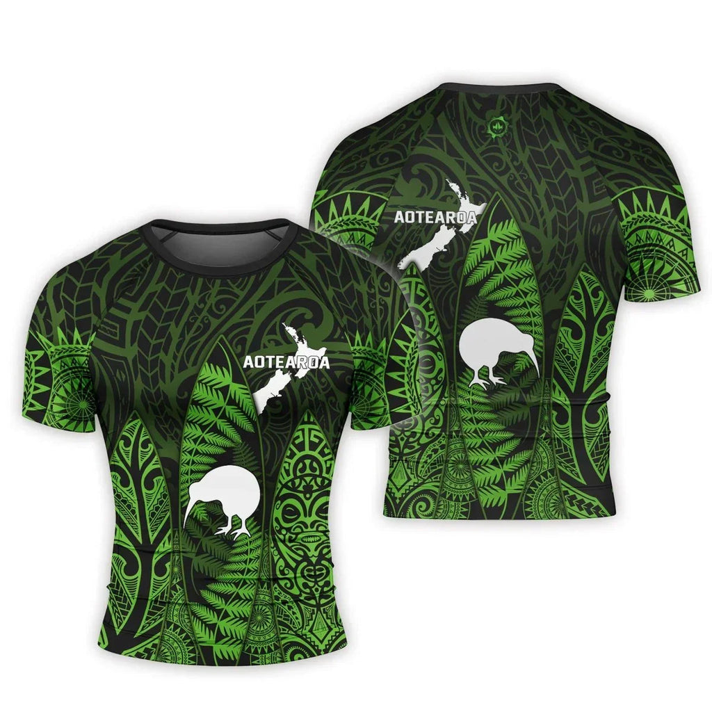 Aotearoa Kiwi Bird Men's Short Sleeve Rash Guard