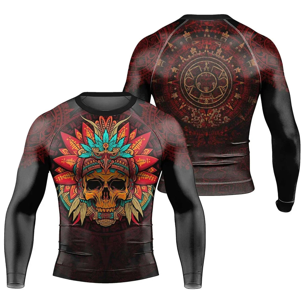 Aztec Eagle Warrior Men's Long Sleeve Rash Guard