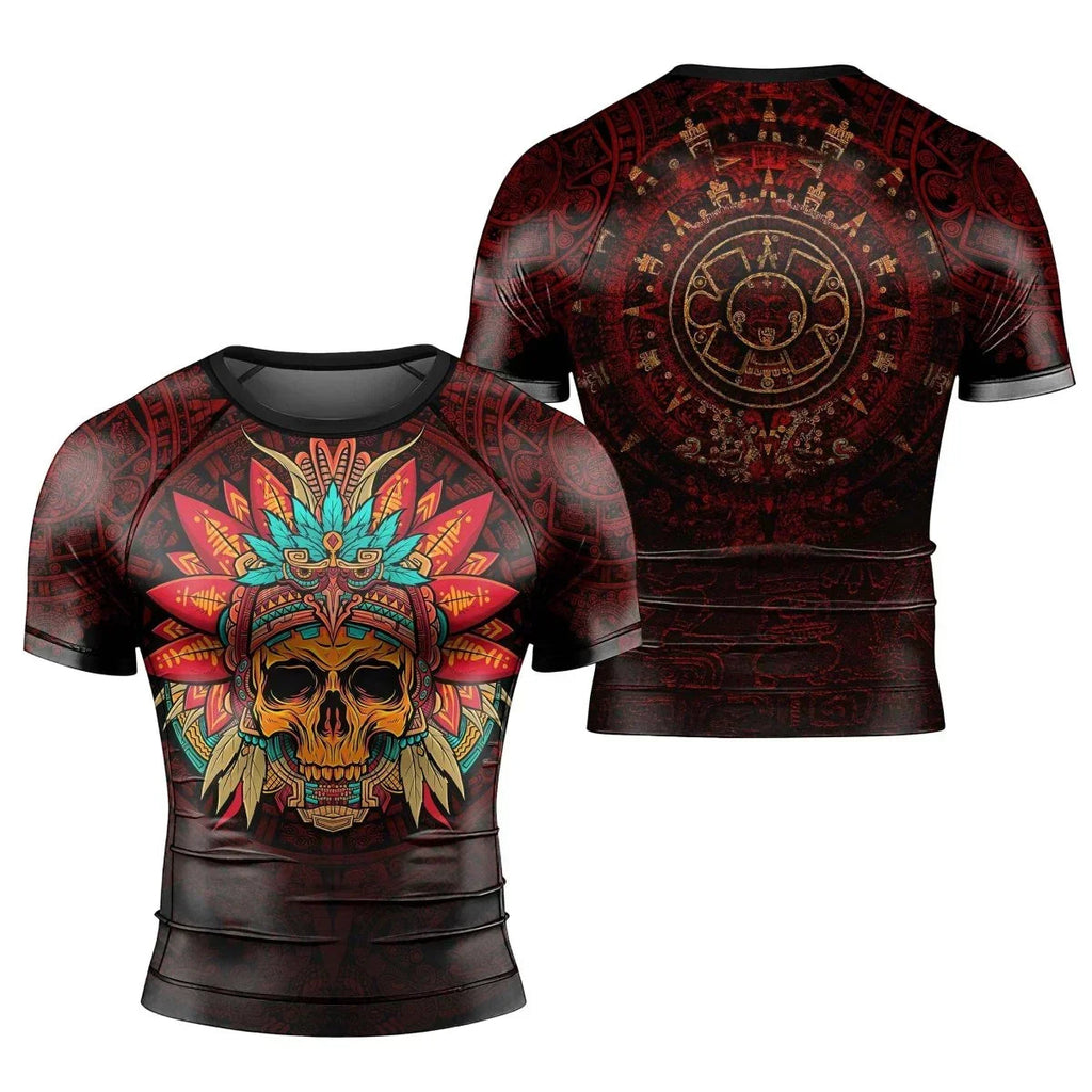 Aztec Eagle Warrior Men's Short Sleeve Rash Guard