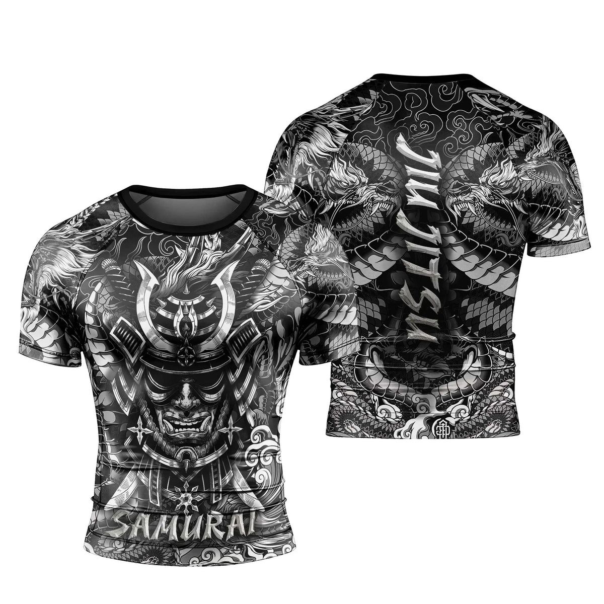 Black Dragon Samurai Men's Short Sleeve Rash Guard
