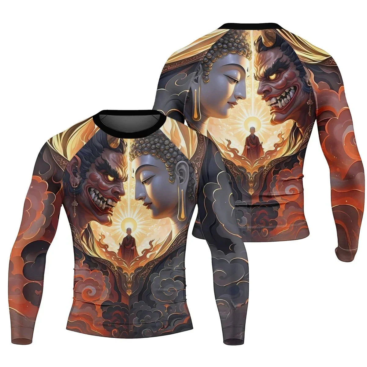 Buddha And Demon Men's Long Sleeve Rash Guard
