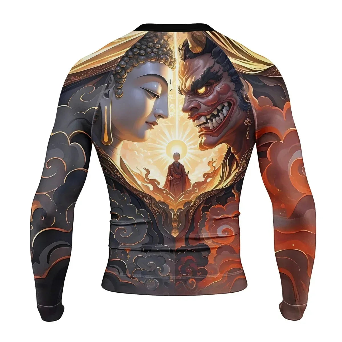 Buddha And Demon Men's Long Sleeve Rash Guard
