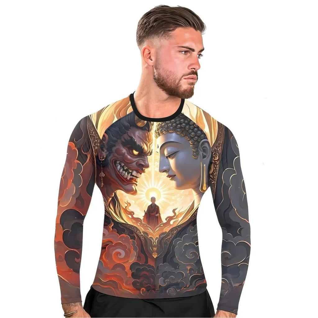 Buddha And Demon Men's Long Sleeve Rash Guard