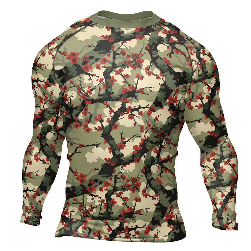 Rashninja Camouflage Cherry Blossom Drift Men's Long Sleeve Rash Guard