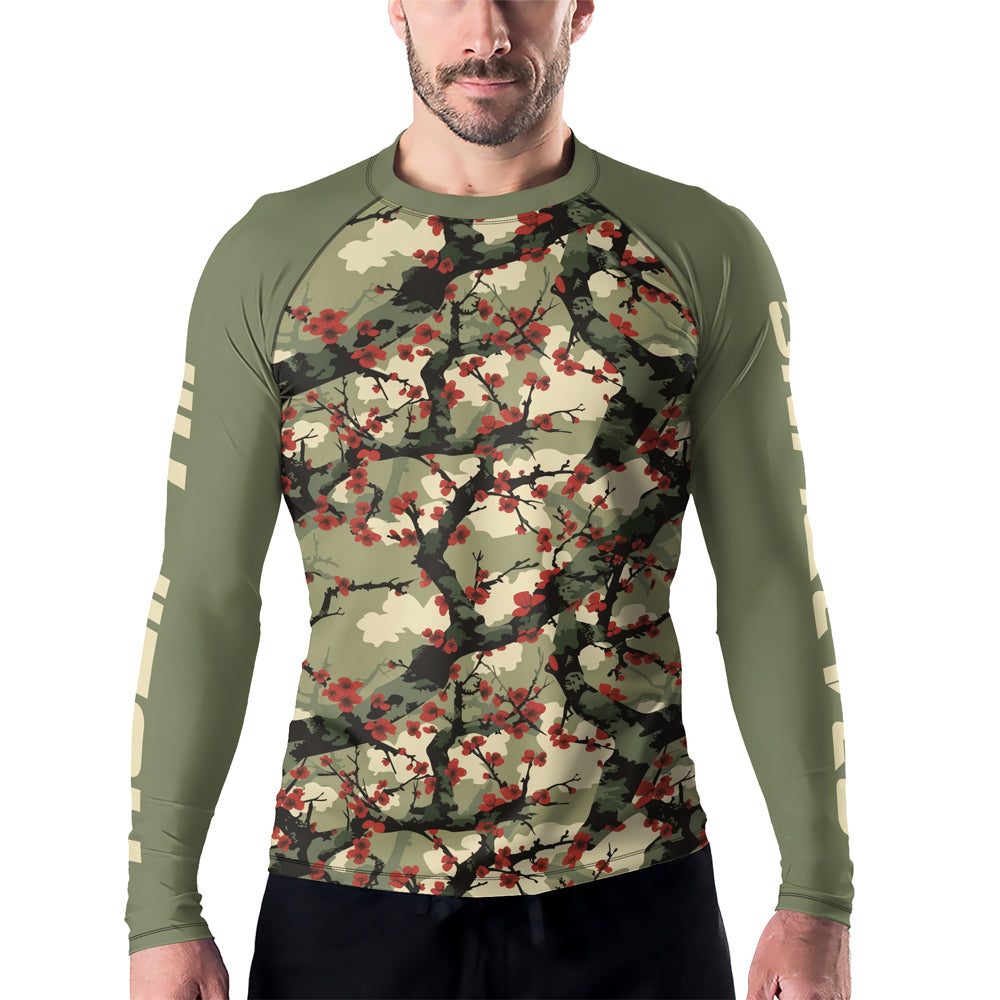 Rashninja Camouflage Cherry Blossom Drift Men's Long Sleeve Rash Guard