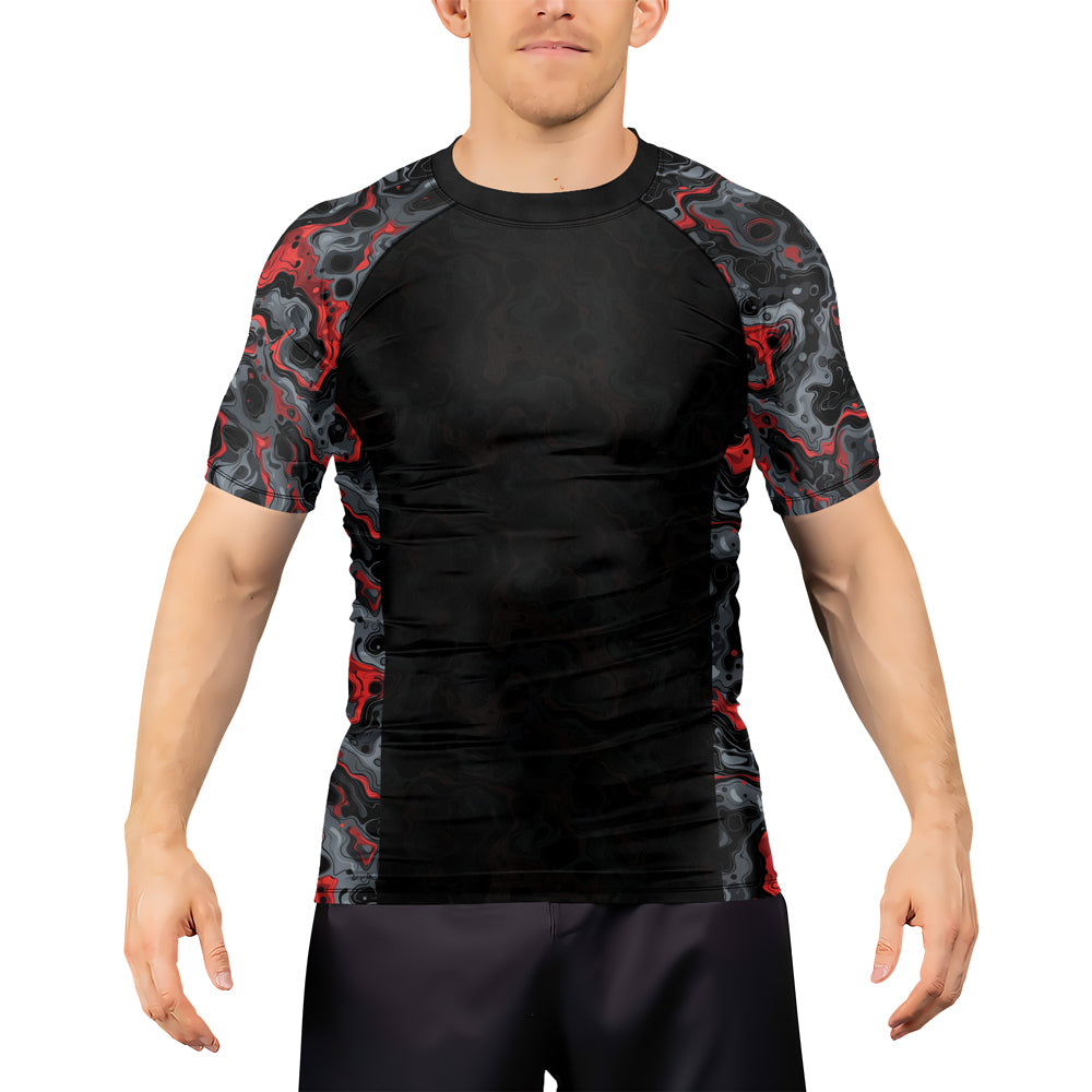 Rashninja Cyber Storm Red Men's Short Sleeve Rash Guard